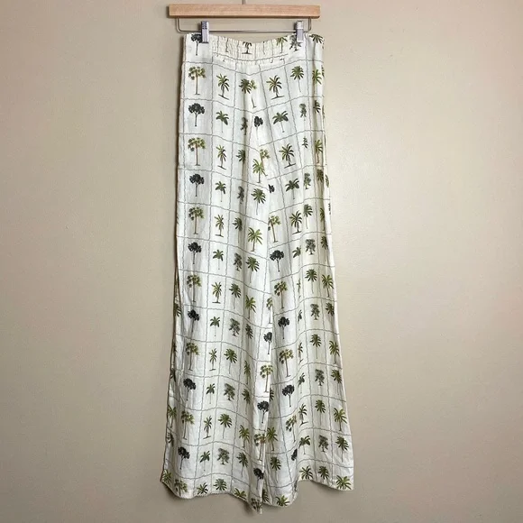Agua Bendita Herbarium Linen Palm Print Pants - Picture 3 of 12